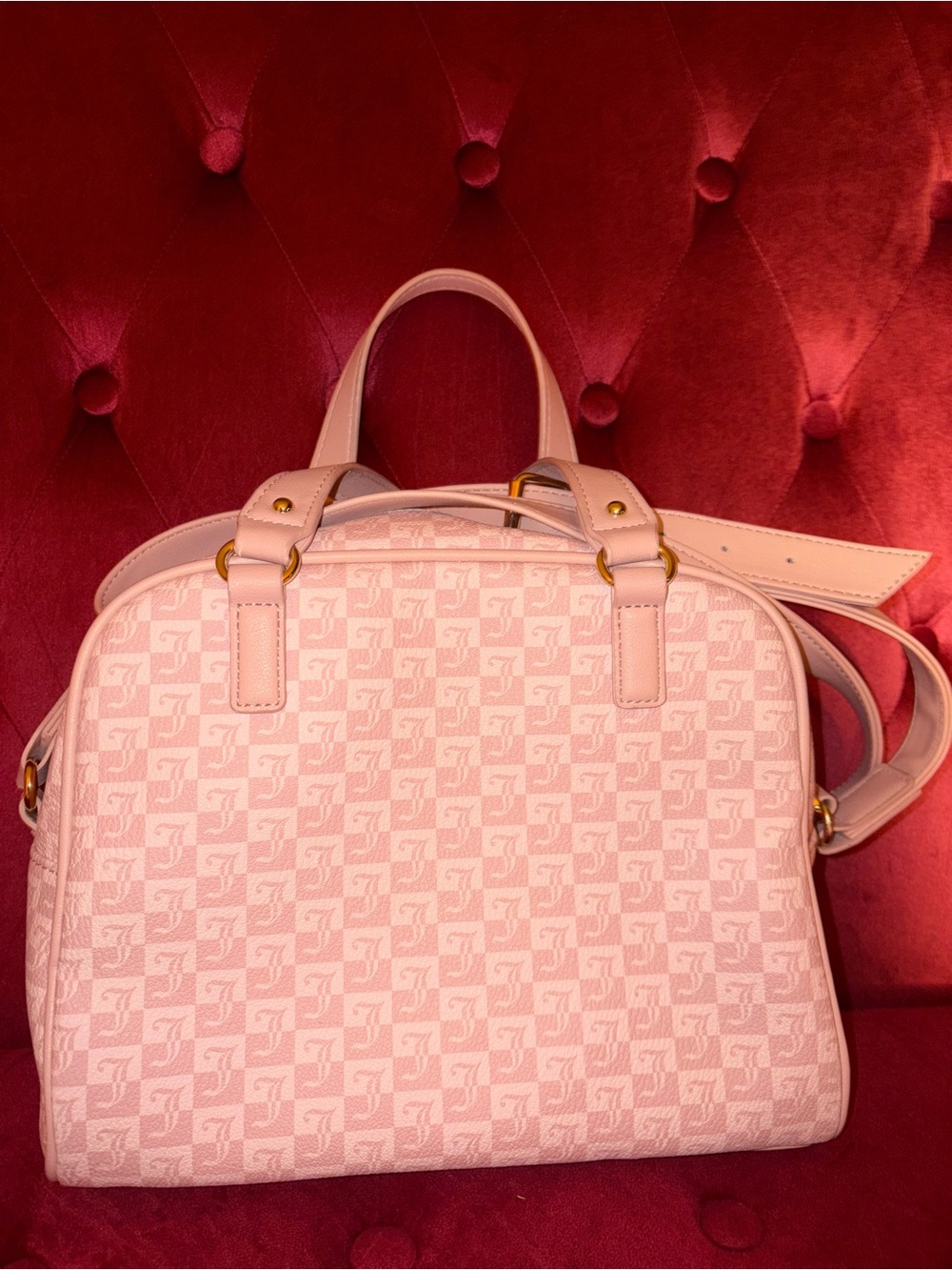 Juicy Couture Blush Pink Signature Jacquard Satchel w/Crossbody & wallet - Picture 3 of 8